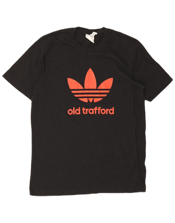 Camiseta masculina Adidas Manchester United com estampa gráfica grande de algodão preto