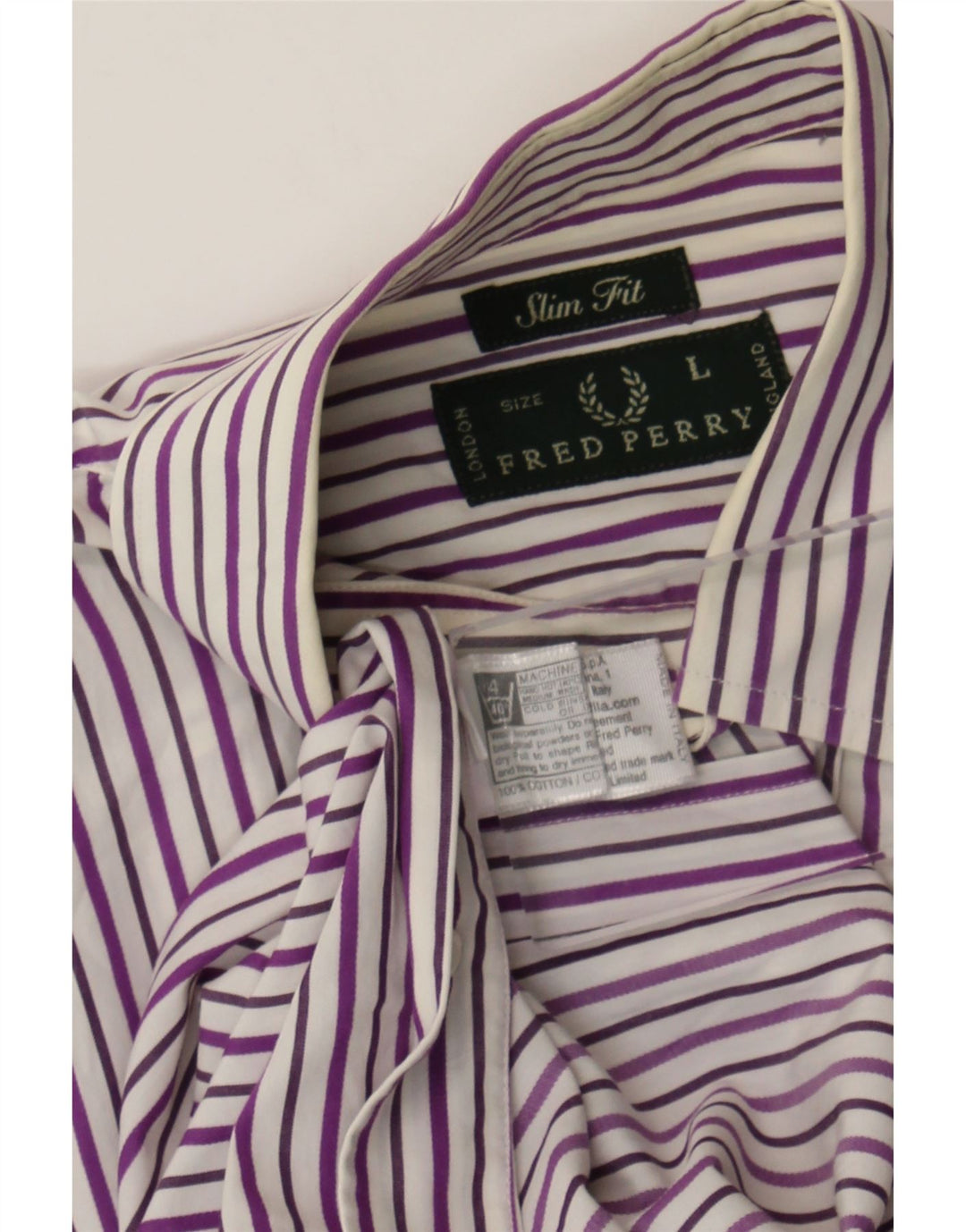 Fred Perry Camisa masculina slim fit grande algodão listrado cinza