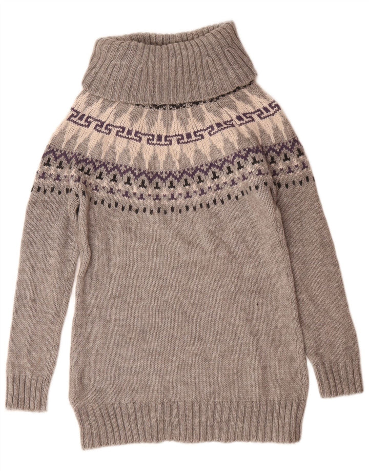 Suéter feminino Marks & Spencer com gola redonda Reino Unido 12 cinza médio Fair Isle