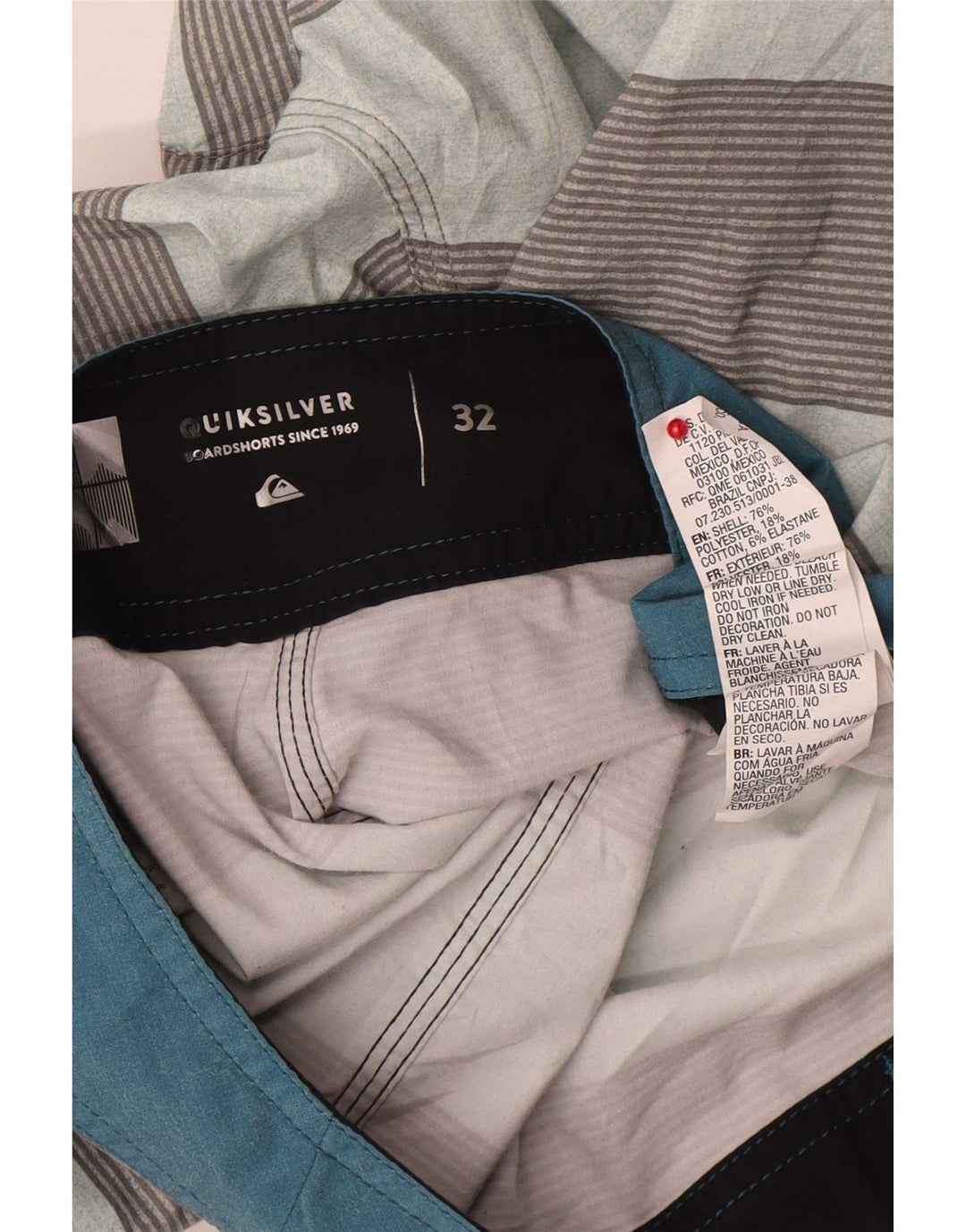 Quiksilver Shorts de natação masculino médio poliéster listrado multicolorido
