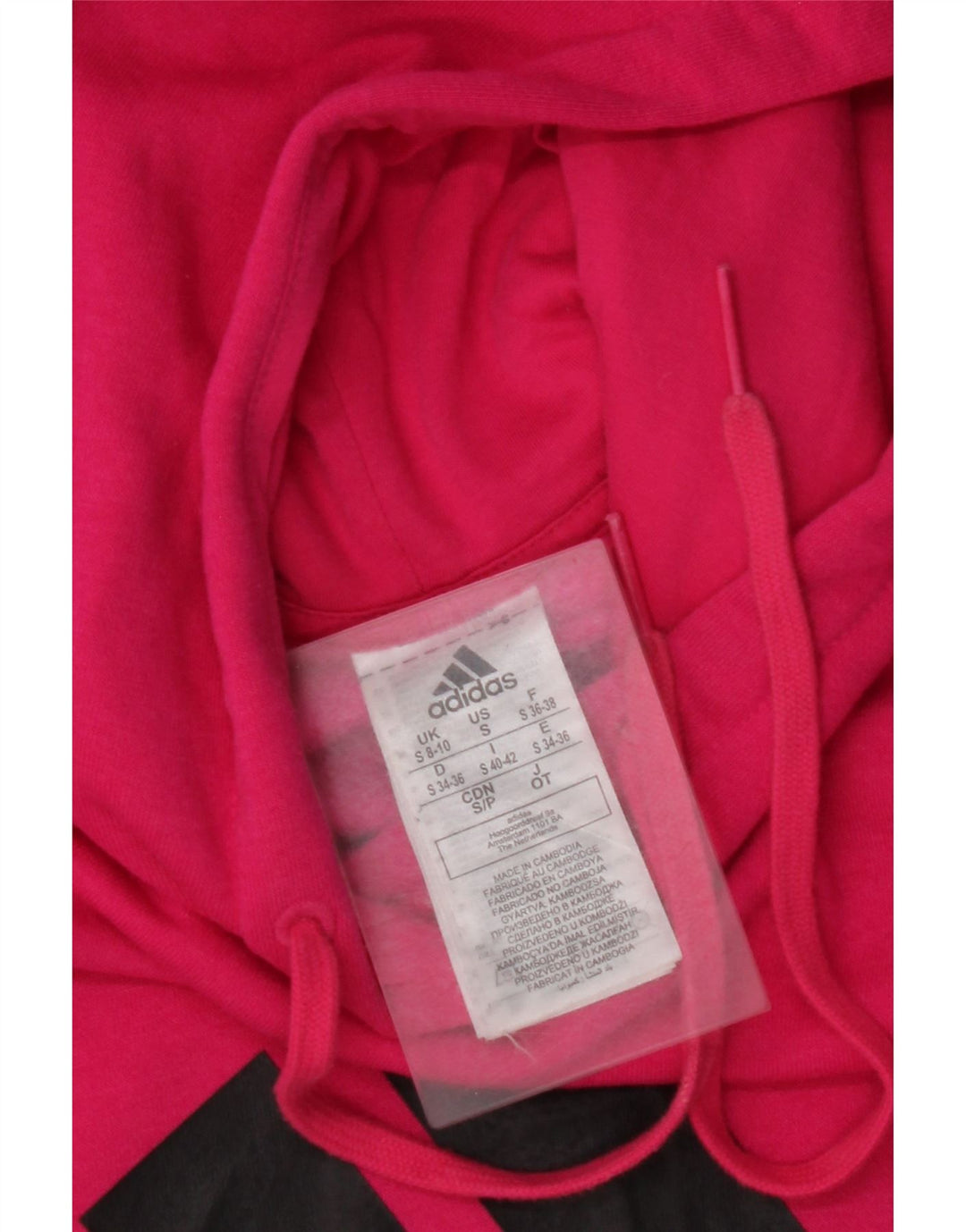 ADIDAS Womens Graphic Hoodie Jumper UK 8/10 Pequeno Algodão Rosa