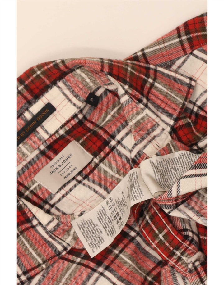 Camisa masculina de flanela Jack & Jones de algodão xadrez vermelho médio