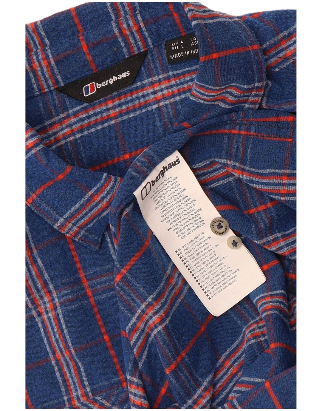 Camisa masculina de flanela Berghaus grande poliamida xadrez azul