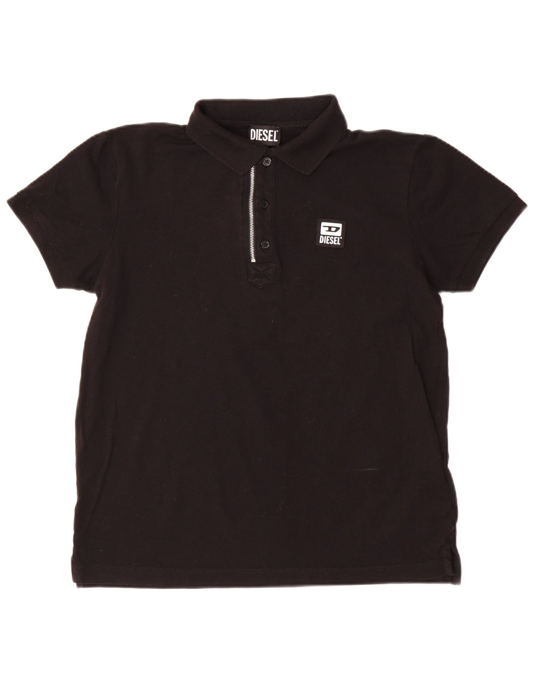 Camisa polo masculina DIESEL de algodão preto médio