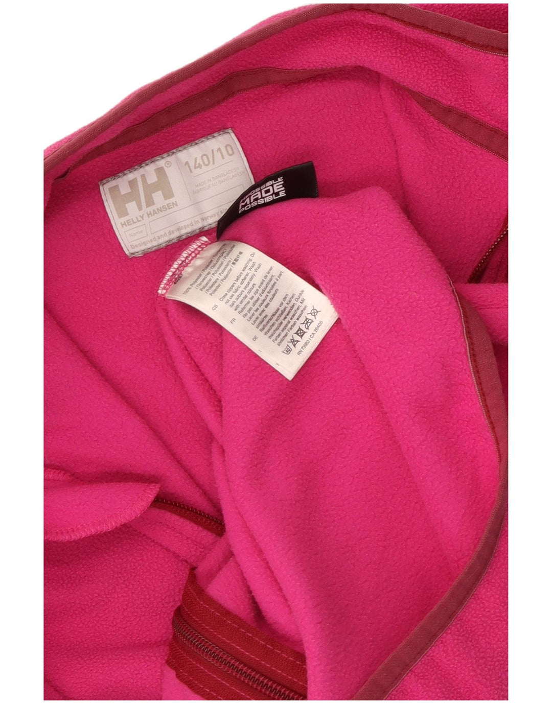 Jaqueta de lã Helly Hansen para meninas 9-10 anos poliéster rosa