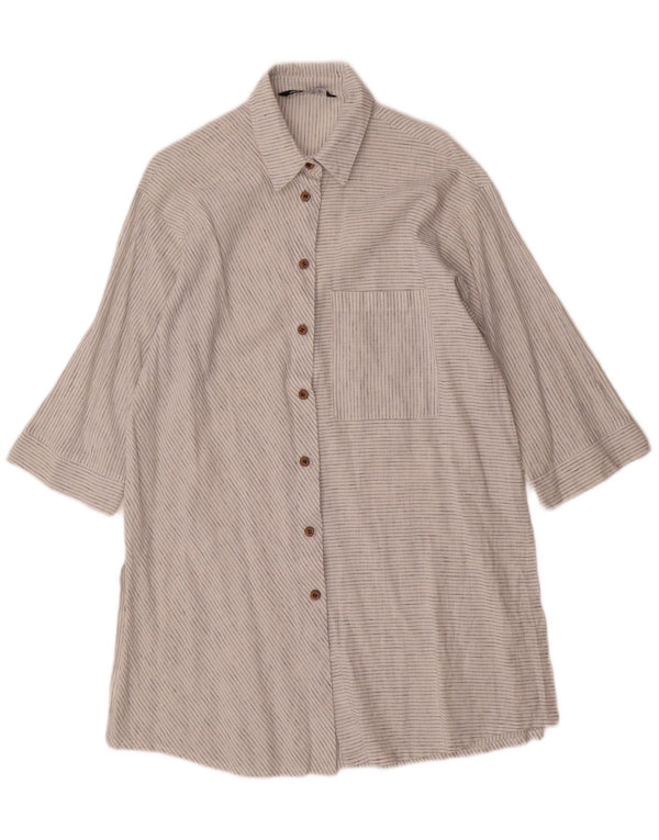 Zara vestido feminino manga 3/4 oversized UK 6 XS listrado branco