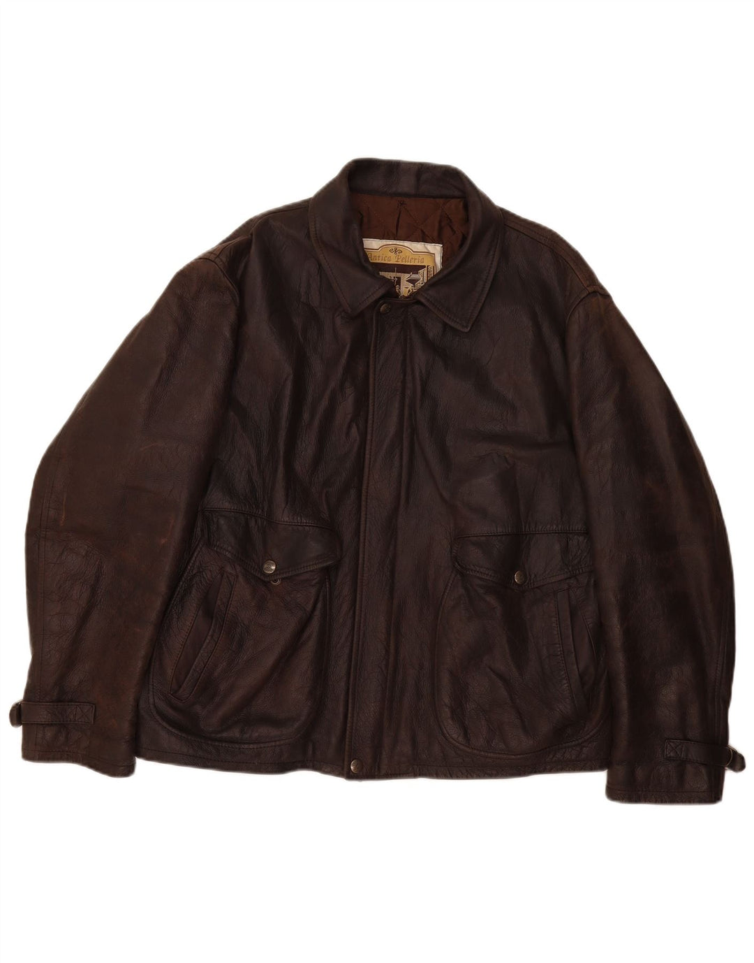 Jaqueta de couro masculina vintage UK 42 XL marrom