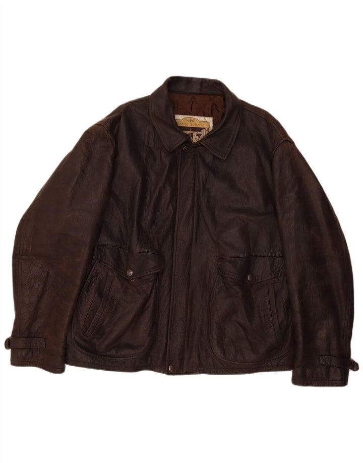 Jaqueta de couro masculina vintage UK 42 XL marrom