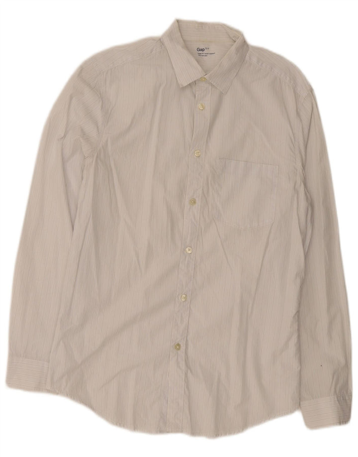 Gap Camisa masculina clássica de ajuste pequeno algodão listrado branco
