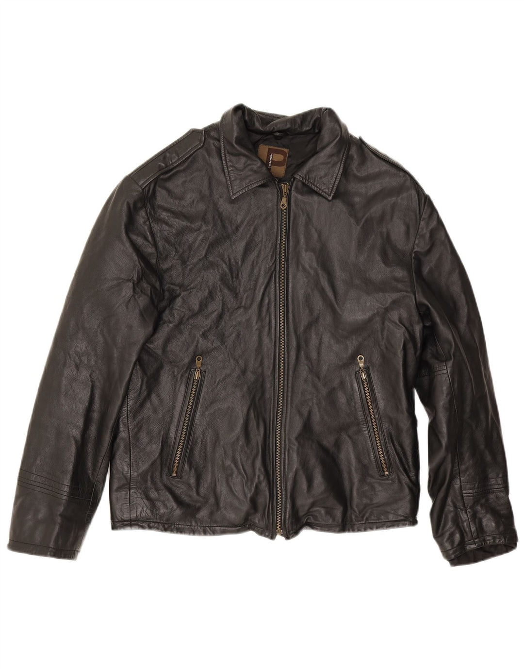 Jaqueta de couro militar masculina Conbipel IT 48 couro preto médio
