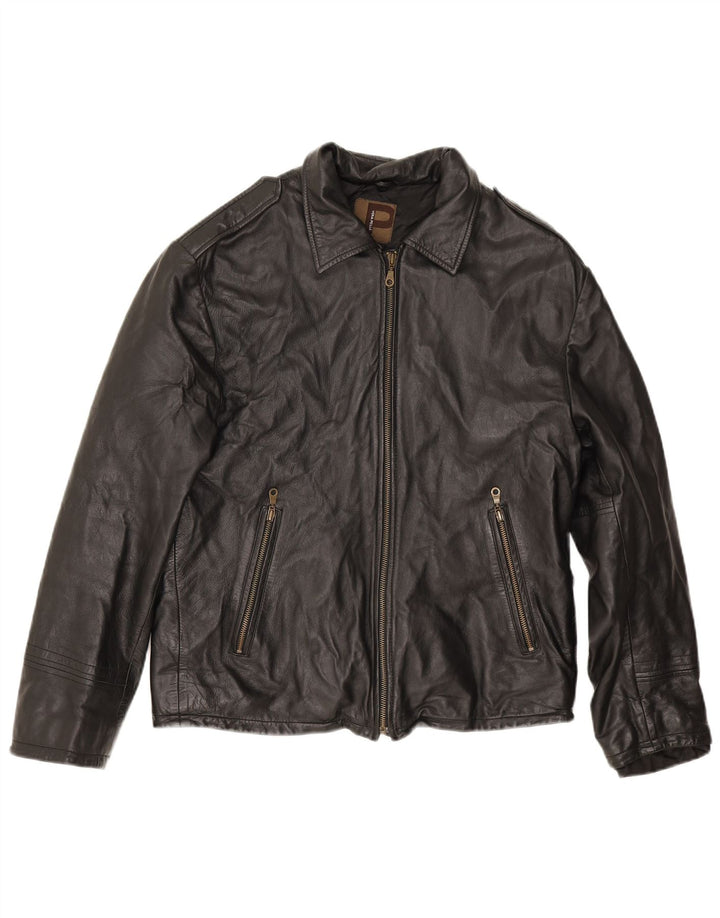 Jaqueta de couro militar masculina Conbipel IT 48 couro preto médio