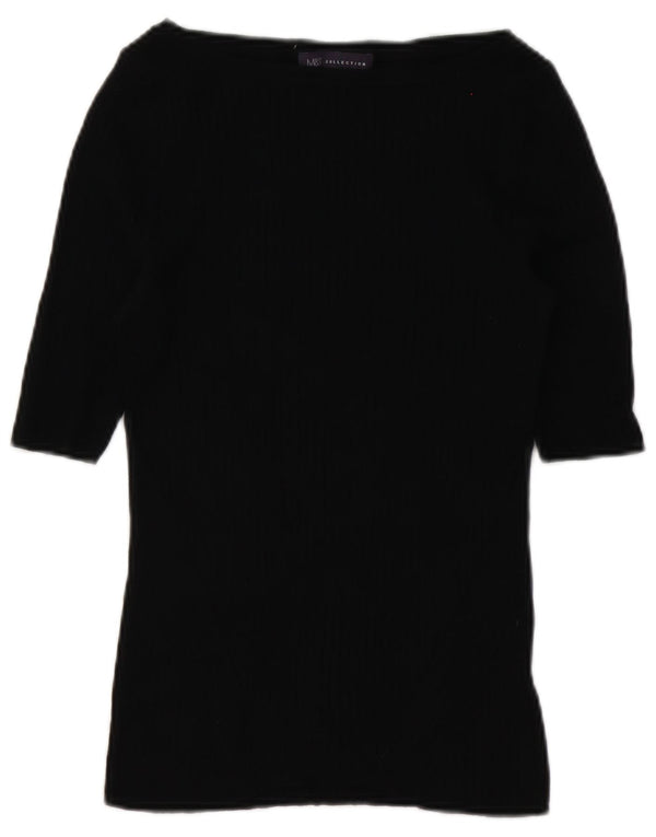 Suéter feminino Marks & Spencer com gola canoa Reino Unido 10 pequeno preto
