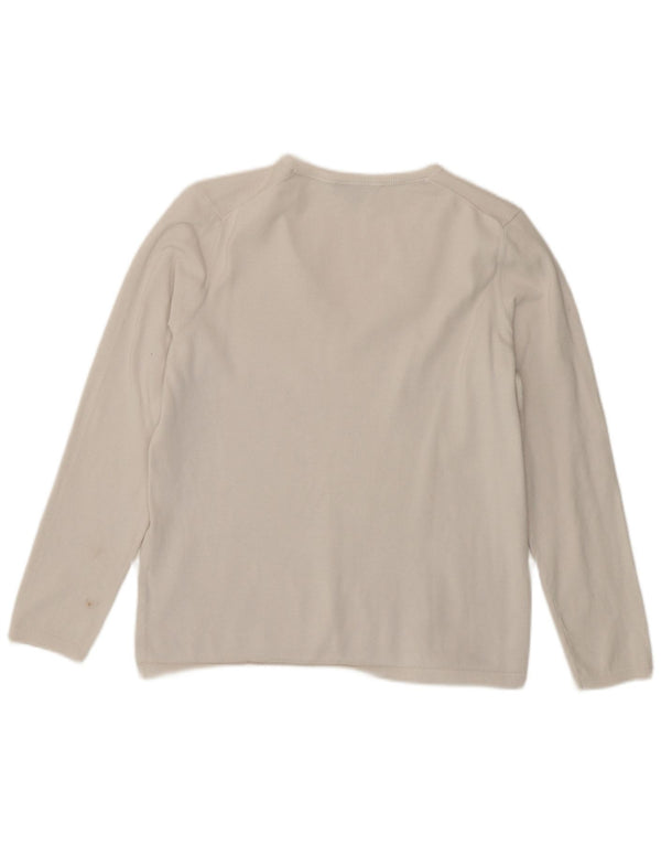 Suéter feminino Tommy Hilfiger com decote em V UK 14 médio branco