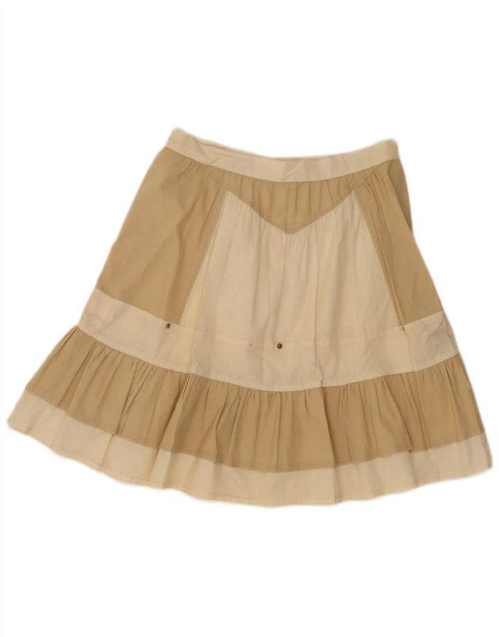 Saia vintage feminina linha A W25 pequeno colorblock bege