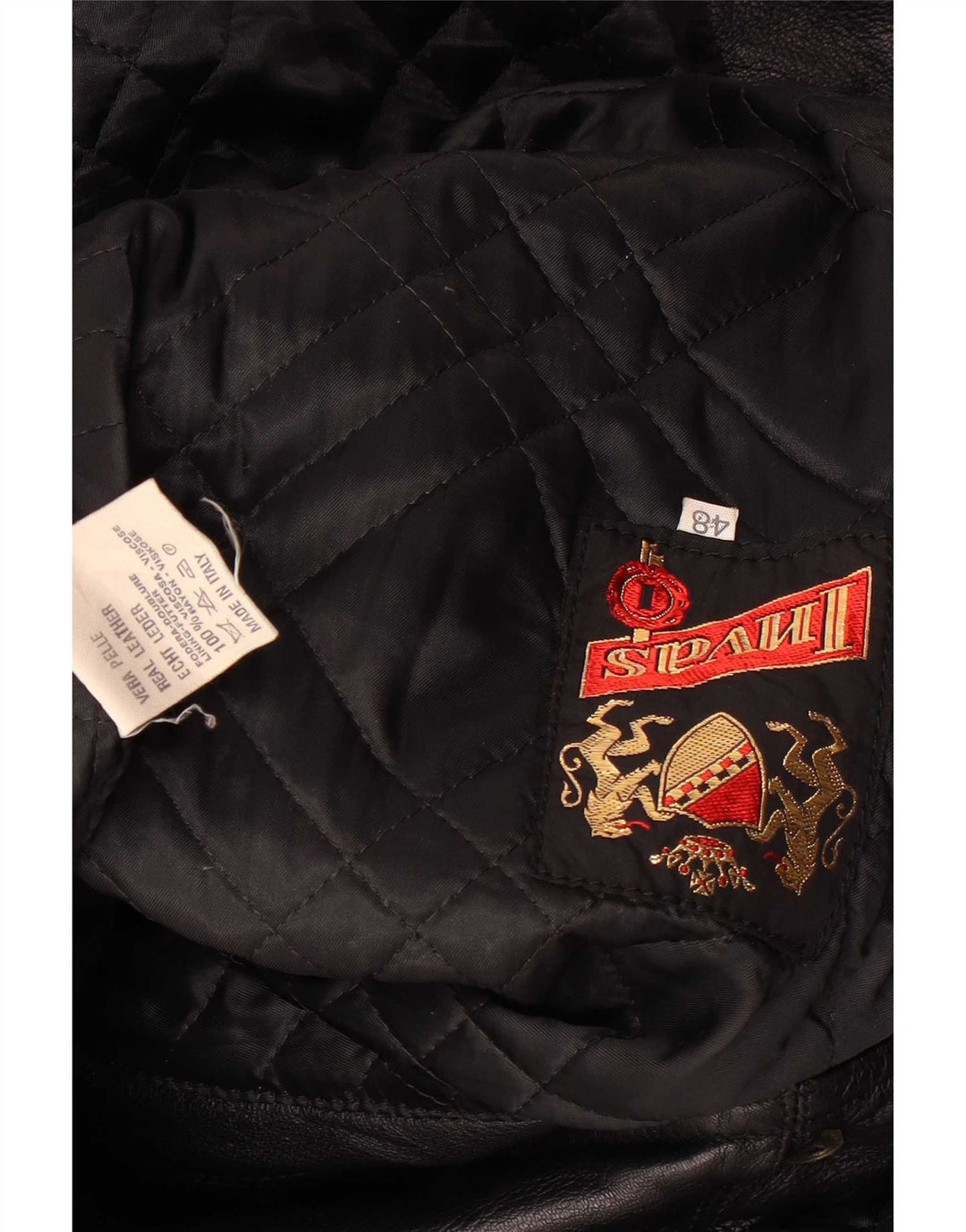 Casaco de couro feminino vintage IT 48 XL couro preto