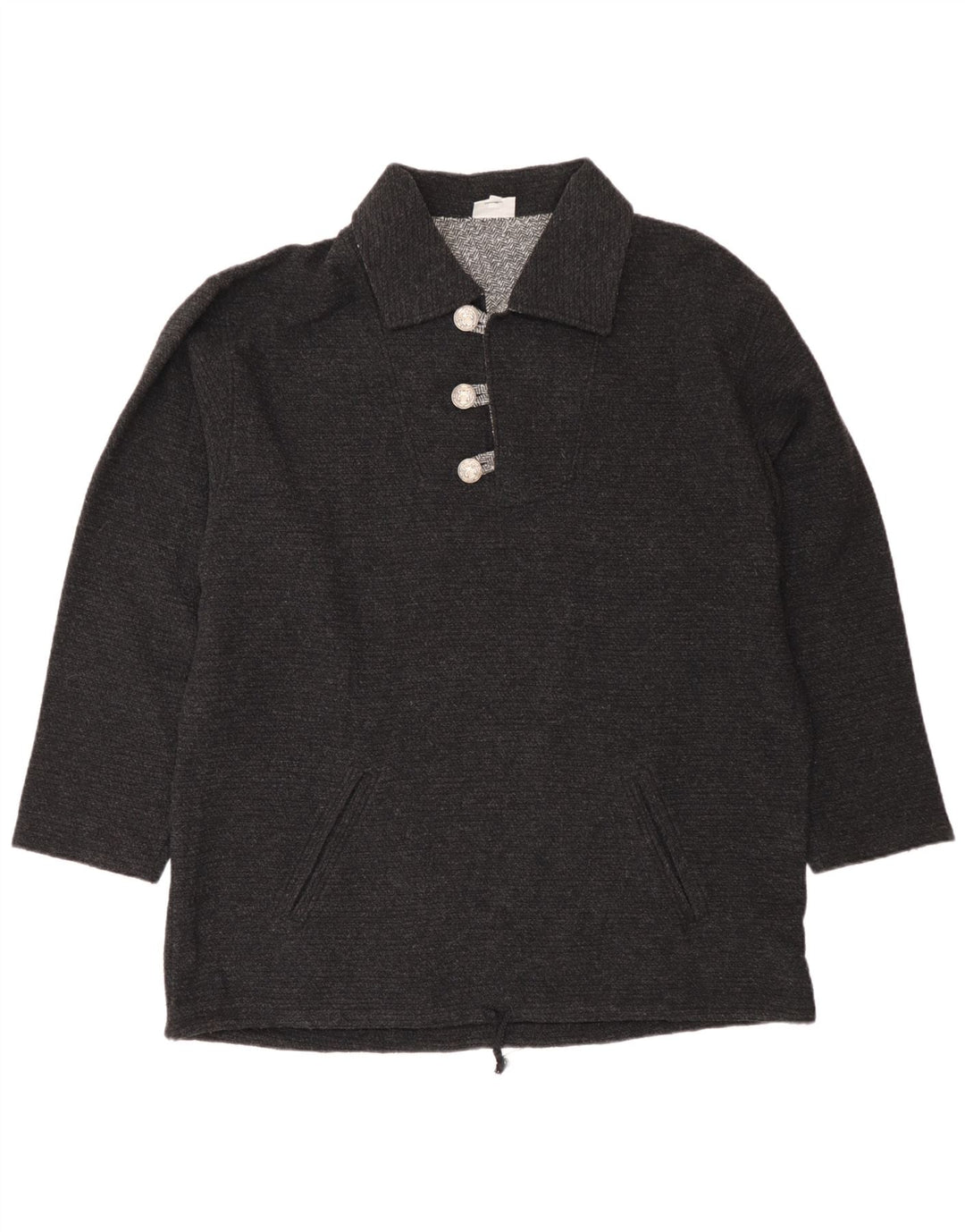 Suéter masculino country com gola polo IT 50 lã cinza médio