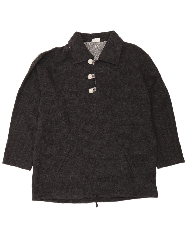 Suéter masculino country com gola polo IT 50 lã cinza médio