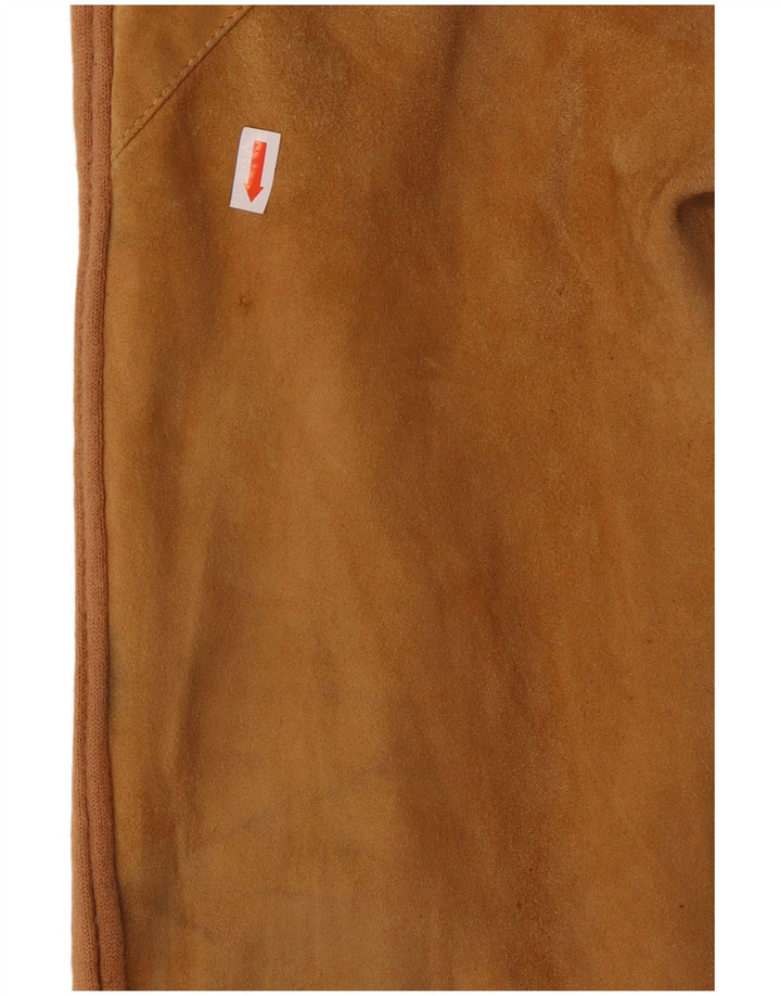 Jaqueta bomber masculina vintage de camurça Reino Unido 42 XL couro marrom