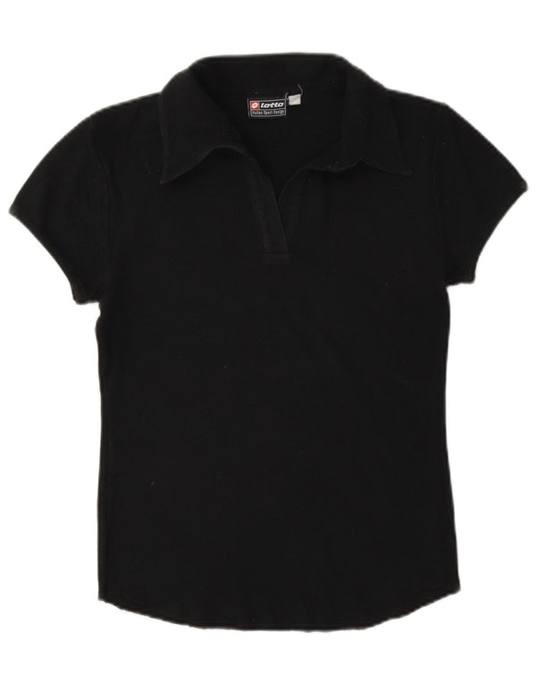 Camisa polo feminina Lotto UK 10 pequena algodão preto