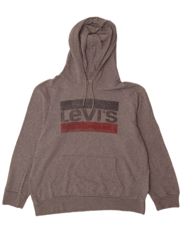 Moletom com capuz gráfico masculino Levi's XL cinza algodão