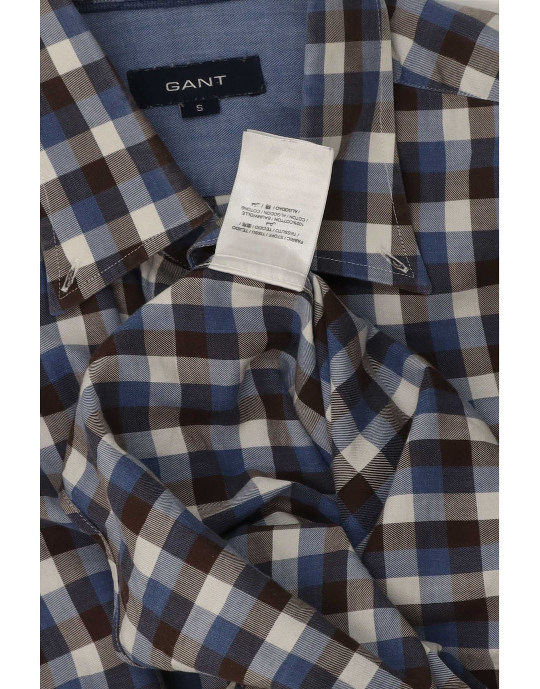 Camisa masculina de flanela Gant pequena algodão guingão azul marinho