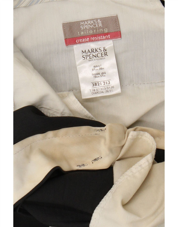 Calça masculina de terno reto Marks & Spencer sob medida W36 L31 cinza