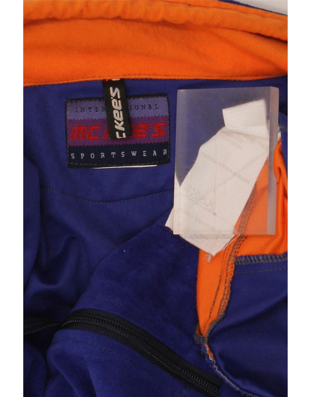 Jaqueta de lã masculina MC Kee UK 42 XL azul marinho poliéster colorblock