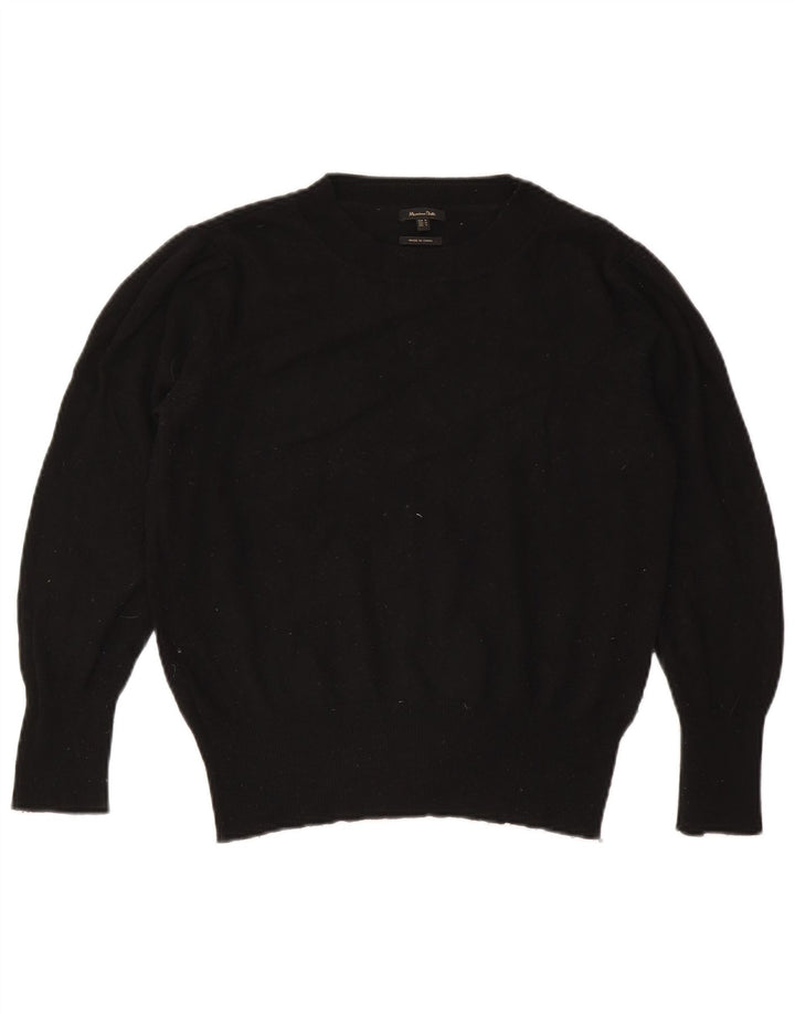 Suéter feminino Massimo Dutti com gola redonda Reino Unido 14 médio preto