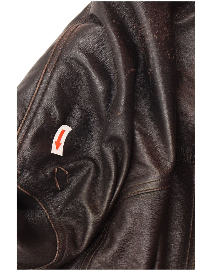 Jaqueta de couro masculina vintage UK 44 2XL couro preto