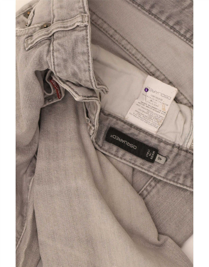 Dsquared2 Calça jeans feminina desgastada IT 46 grande W32 L30 algodão cinza