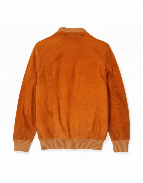 Jaqueta bomber masculina vintage de camurça UK 40 grande bege