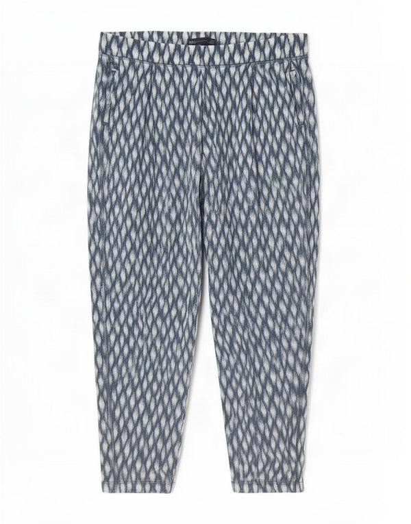 Marks & Spencer Womens Cropped Trousers UK 18 XL W36 L24 Blue Geometric