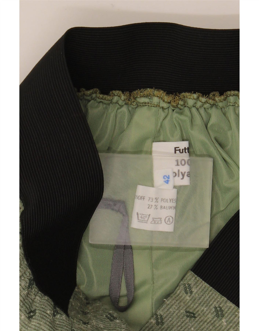 Saia Midi Feminina Vintage IT 42 Médio W30 Poliéster Manchado Verde