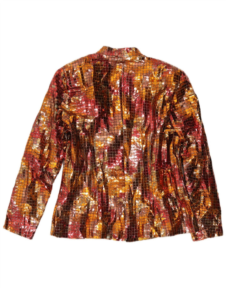 Jaqueta blazer vintage feminina com 3 botões Reino Unido 14 médio multicolorido