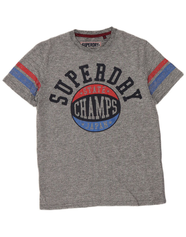Superdry camiseta masculina gráfica top pequeno algodão manchado cinza