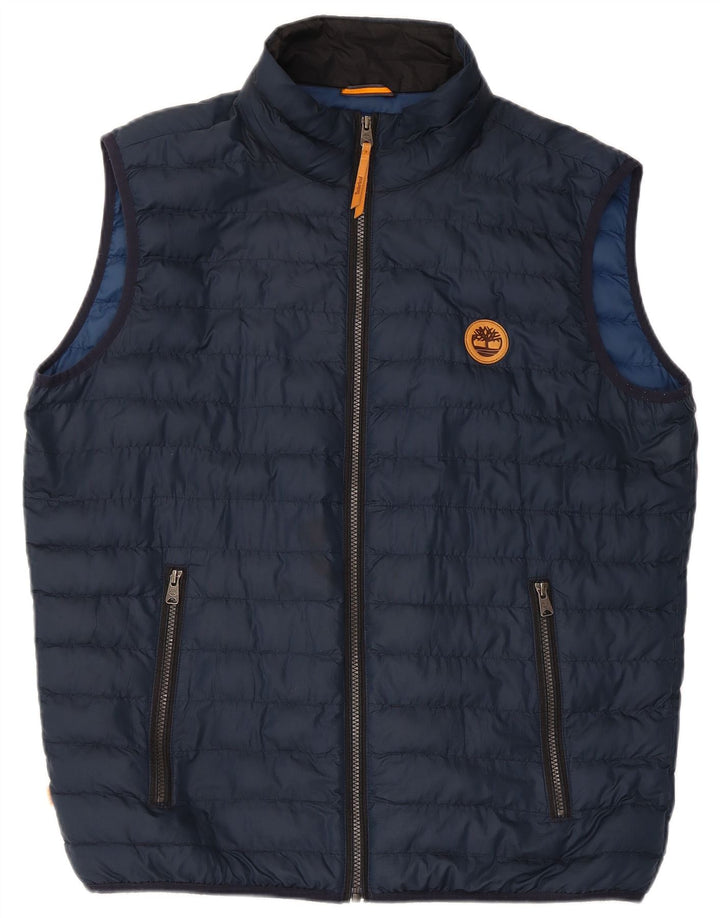 Colete acolchoado masculino Timberland UK 40 grande poliéster azul marinho