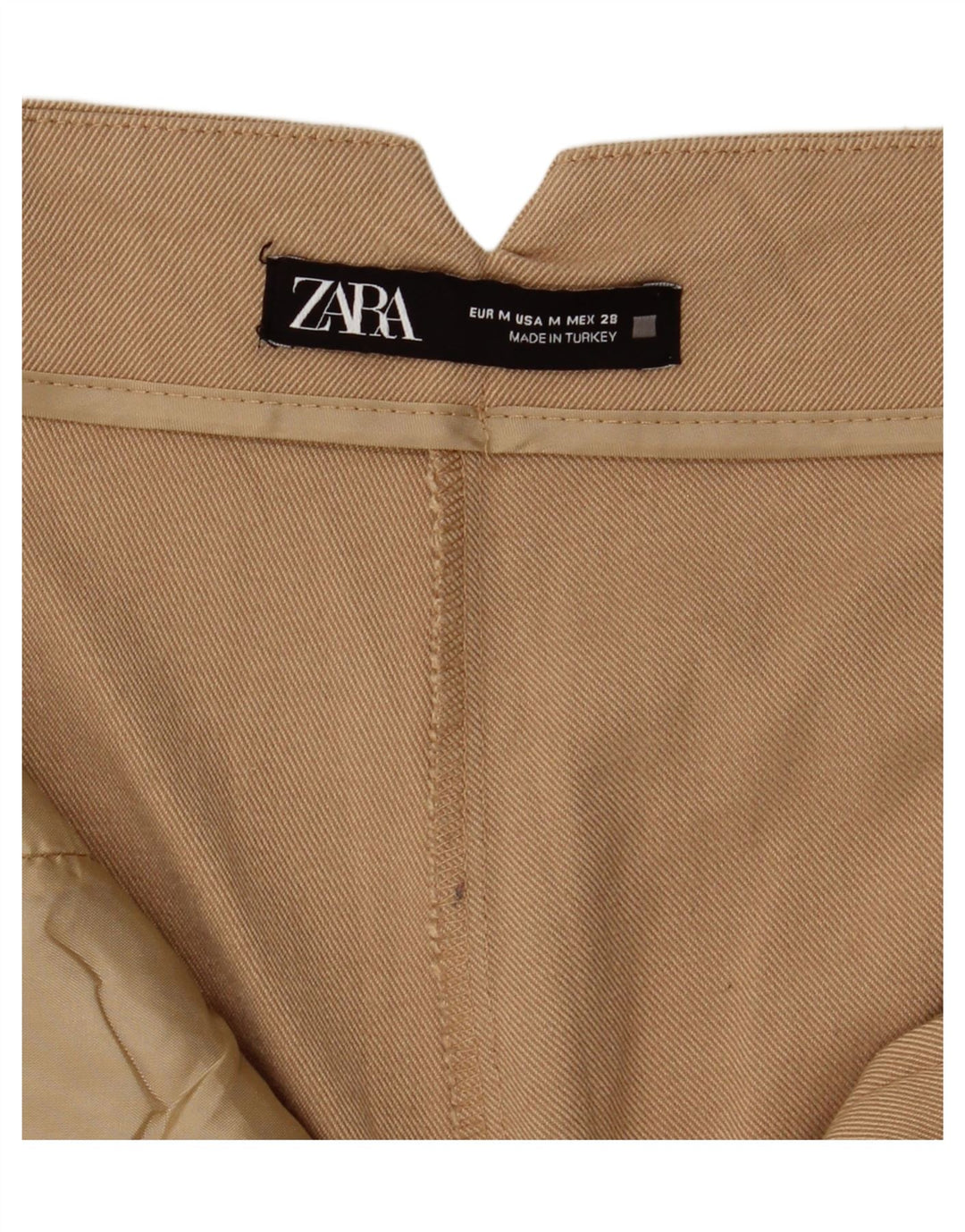 Zara Calça feminina de terno cônico médio W28 L26 bege