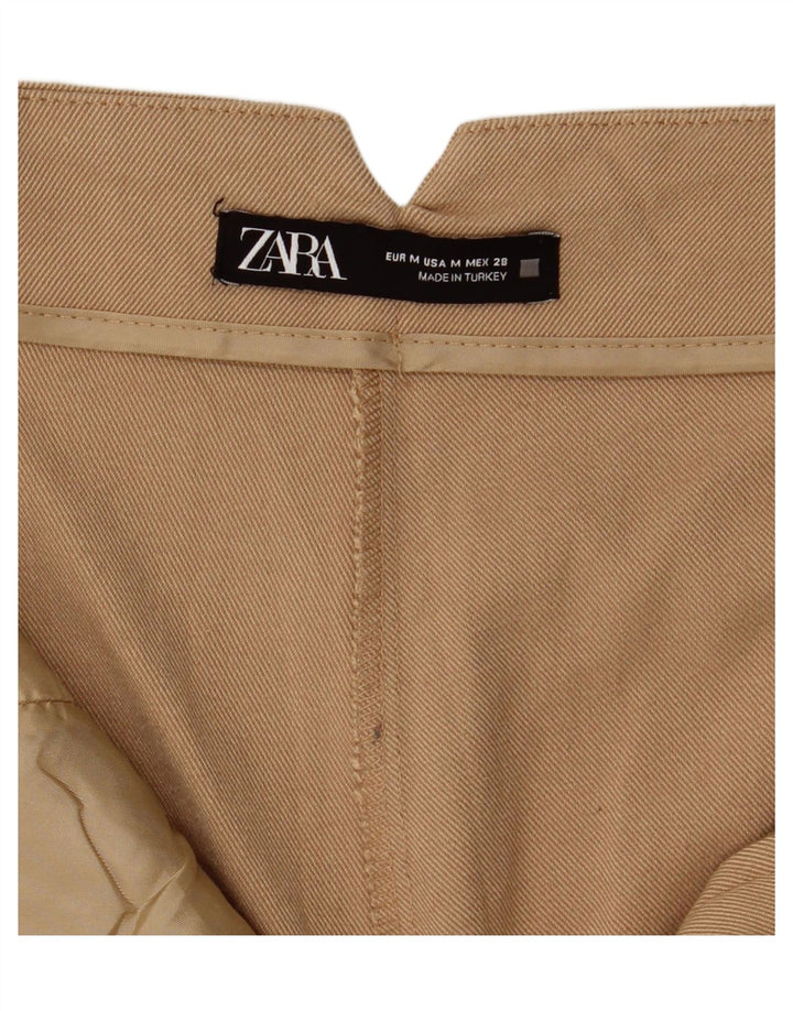 Zara Calça feminina de terno cônico médio W28 L26 bege