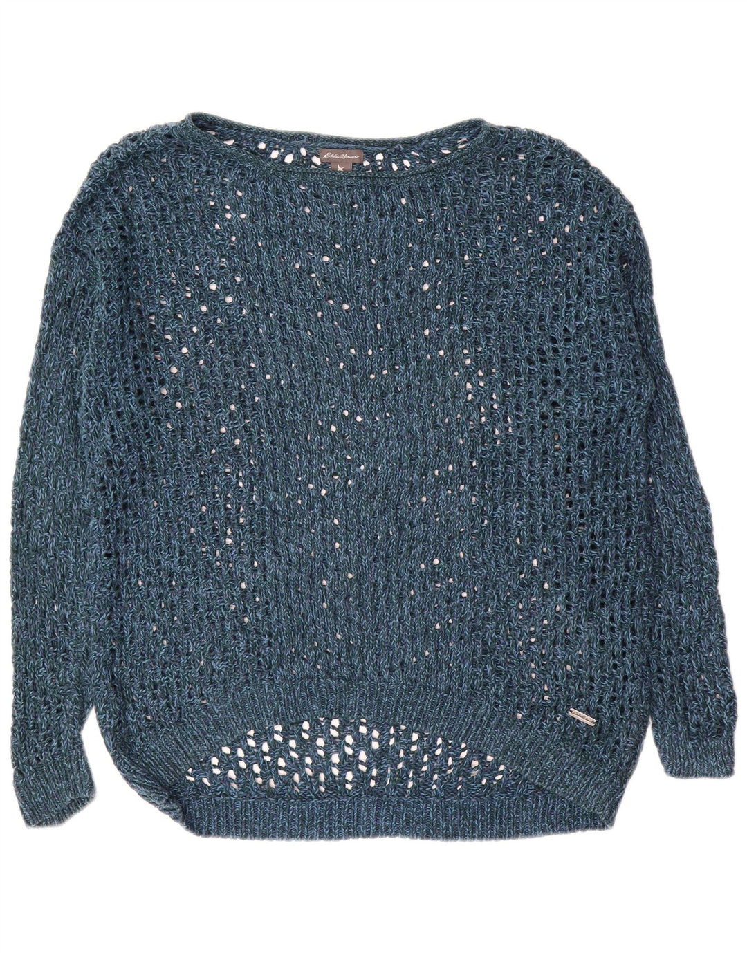Eddie Bauer Suéter feminino grande com gola canoa Reino Unido 14 médio azul marinho