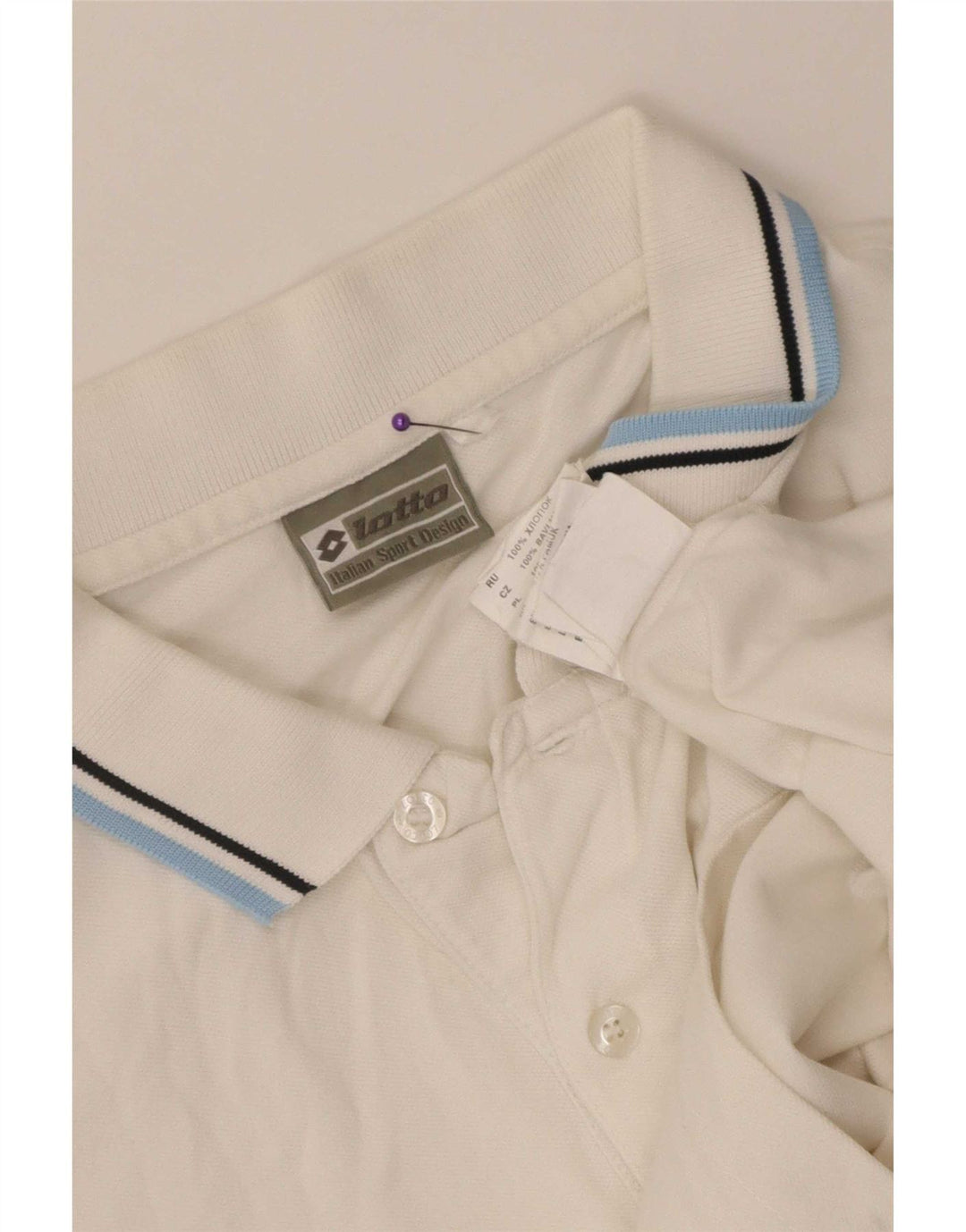Camisa polo masculina Lotto grande algodão listrado branco