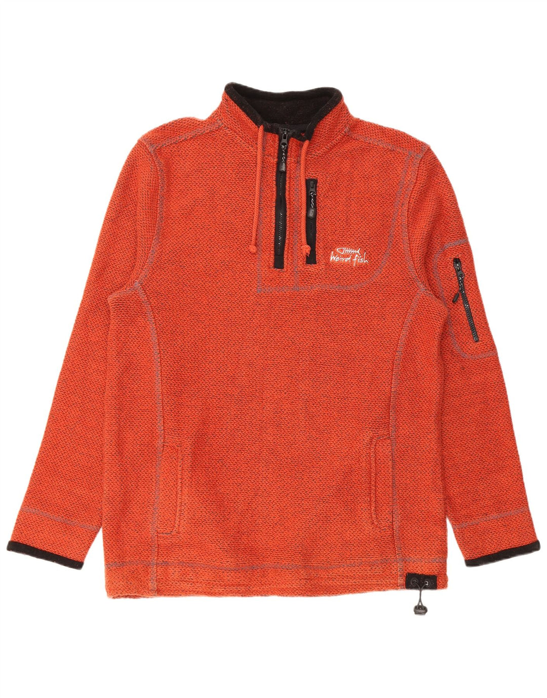 Weird Fish Mens Graphic 1/4 Zip Moletom Jumper Grande Algodão Laranja