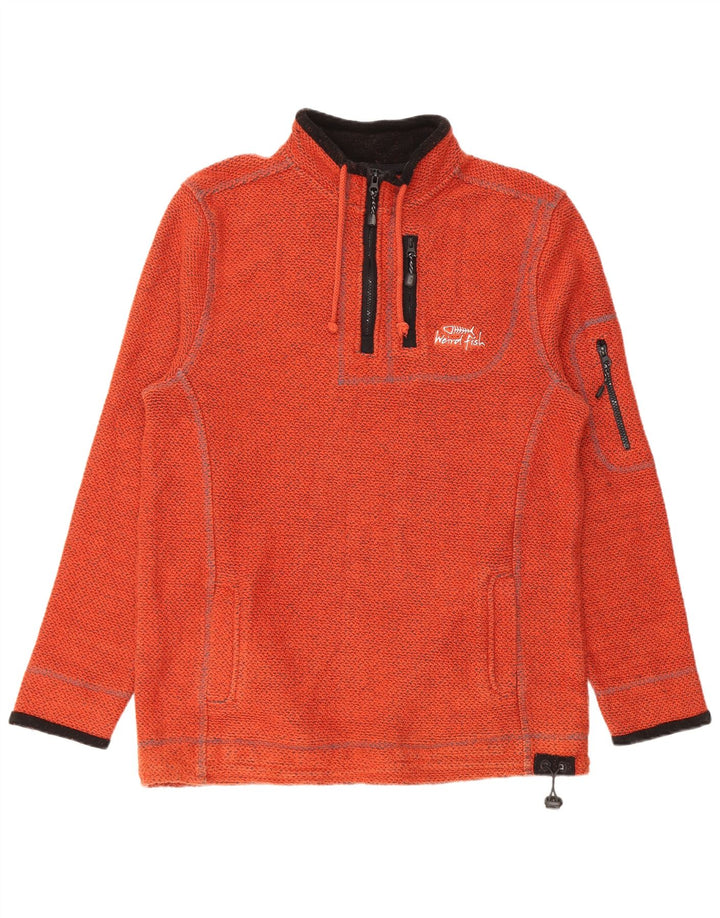 Weird Fish Mens Graphic 1/4 Zip Moletom Jumper Grande Algodão Laranja