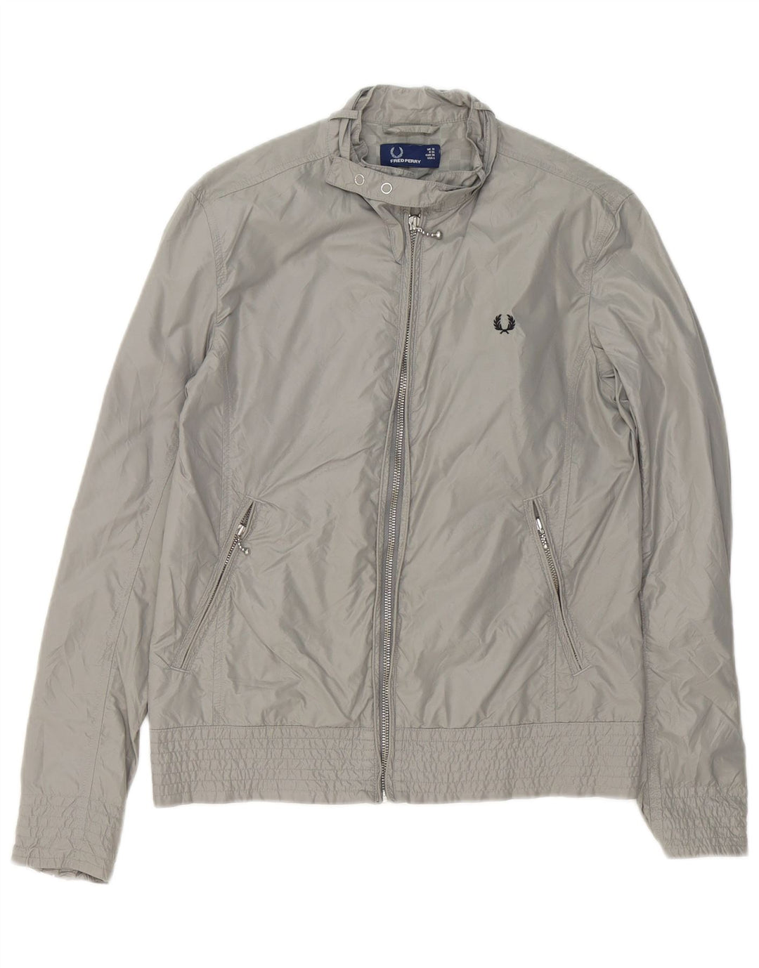 Jaqueta bomber feminina Fred Perry UK 10 pequena cinza nylon