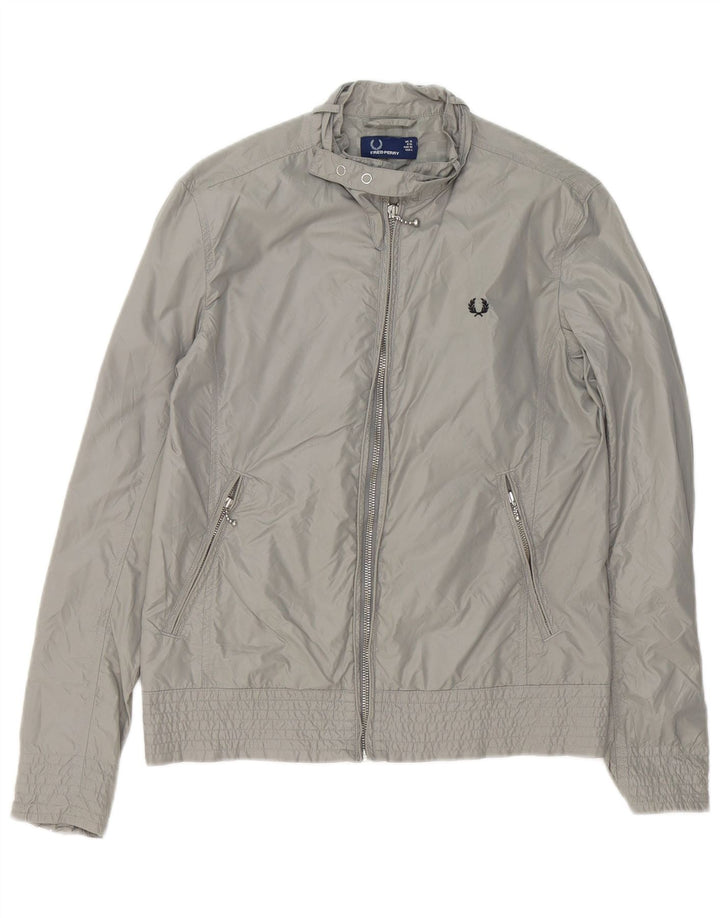 Jaqueta bomber feminina Fred Perry UK 10 pequena cinza nylon