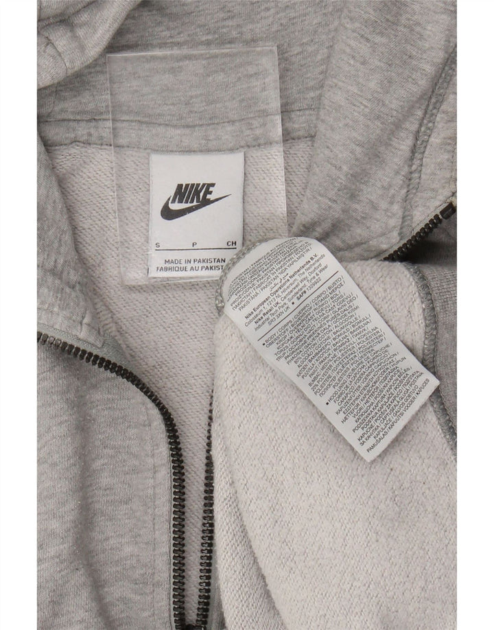 Suéter masculino NIKE com capuz e zíper pequeno cinza manchado de algodão