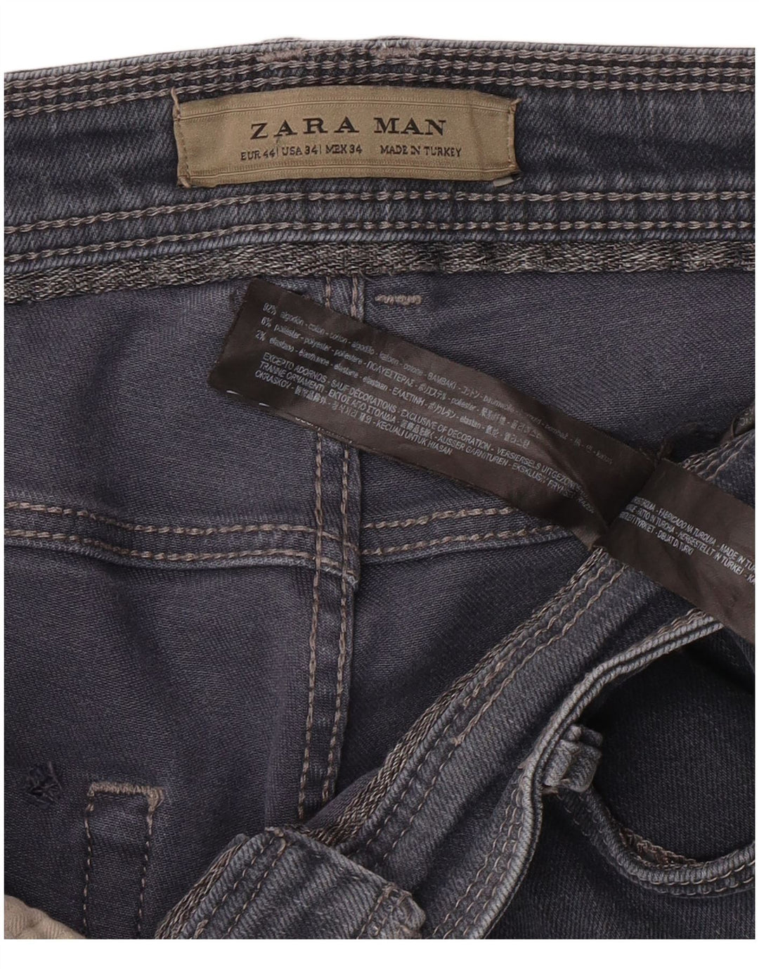 ZARA Mens Slim Jeans EU 44 Grande W34 L30 Azul Algodão