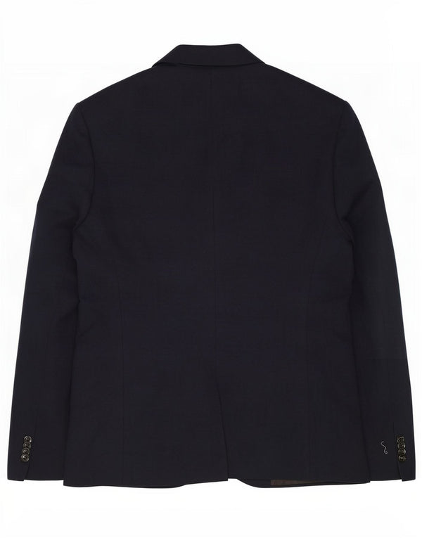 Jaqueta blazer masculina Zara com 2 botões Reino Unido 42 XL azul marinho algodão