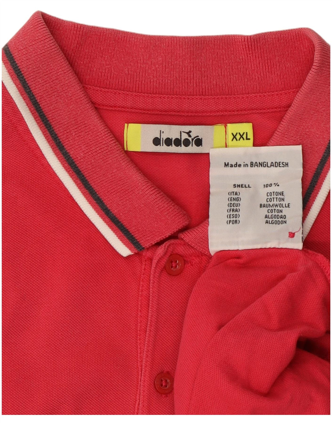 Camisa polo masculina DIADORA 2XL algodão rosa