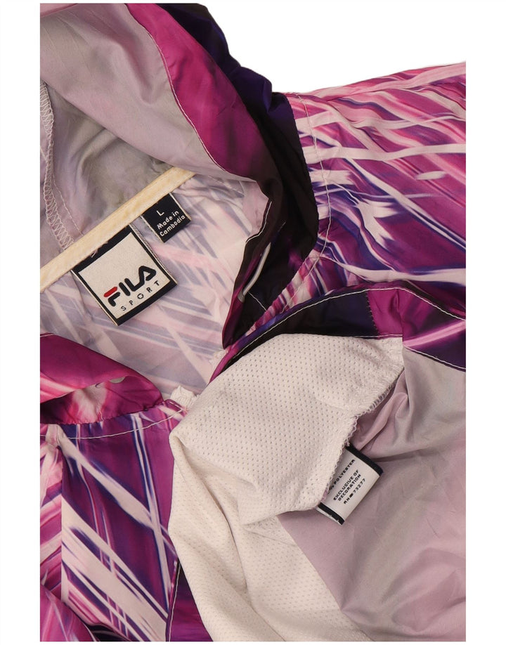 Jaqueta de chuva com capuz feminino Fila UK 16 grande poliéster listrado multicolorido