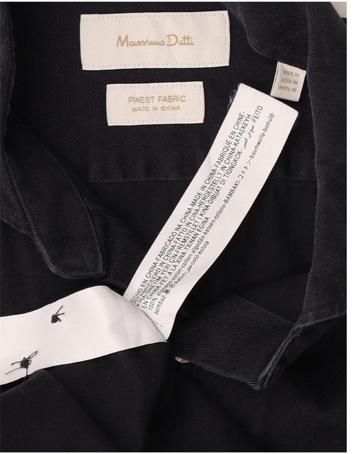 Camisa masculina Massimo Dutti média azul marinho algodão clássico